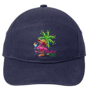 Flamingo Sunglasses Xmas Beach Tropical Christmas In July 7-Panel Snapback Hat