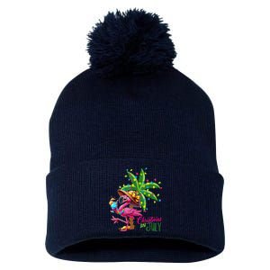 Flamingo Sunglasses Xmas Beach Tropical Christmas In July Pom Pom 12in Knit Beanie