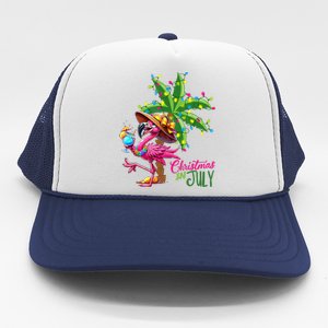 Flamingo Sunglasses Xmas Beach Tropical Christmas In July Trucker Hat