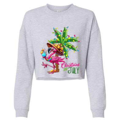 Flamingo Sunglasses Xmas Beach Tropical Christmas In July Cropped Pullover Crew