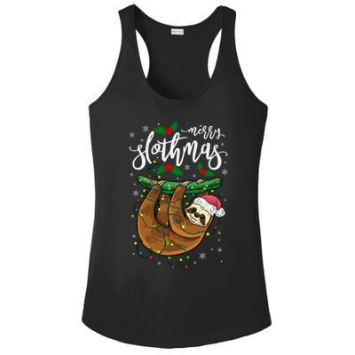 Funny Sloth Xmas Lights Merry Slothmas Sloth Christmas Great Gift Ladies PosiCharge Competitor Racerback Tank