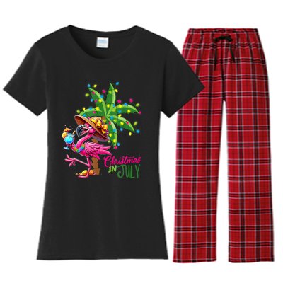 Flamingo Sunglasses Xmas Beach Tropical Christmas In July Women's Flannel Pajama Set