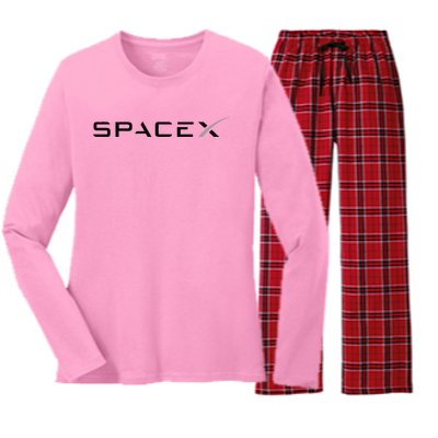 Funny Space X Logo Gift Women's Long Sleeve Flannel Pajama Set 