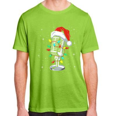 Funny Singer Xmas Lights Santa Hat Singing Christmas Gift Adult ChromaSoft Performance T-Shirt