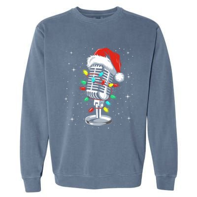 Funny Singer Xmas Lights Santa Hat Singing Christmas Gift Garment-Dyed Sweatshirt