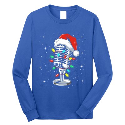 Funny Singer Xmas Lights Santa Hat Singing Christmas Gift Long Sleeve Shirt