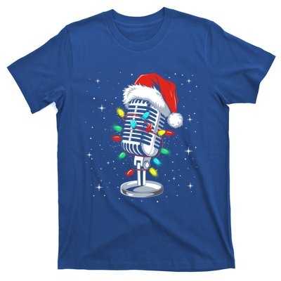 Funny Singer Xmas Lights Santa Hat Singing Christmas Gift T-Shirt