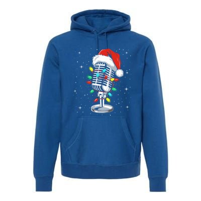 Funny Singer Xmas Lights Santa Hat Singing Christmas Gift Premium Hoodie