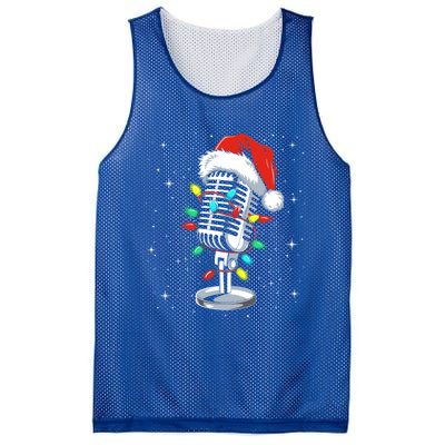 Funny Singer Xmas Lights Santa Hat Singing Christmas Gift Mesh Reversible Basketball Jersey Tank