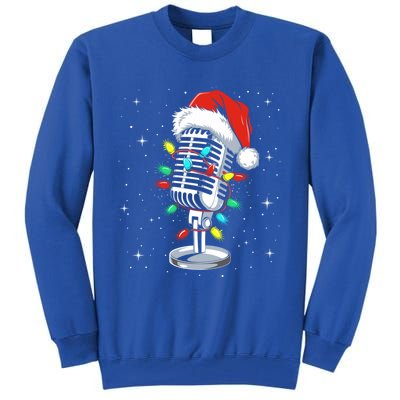 Funny Singer Xmas Lights Santa Hat Singing Christmas Gift Tall Sweatshirt