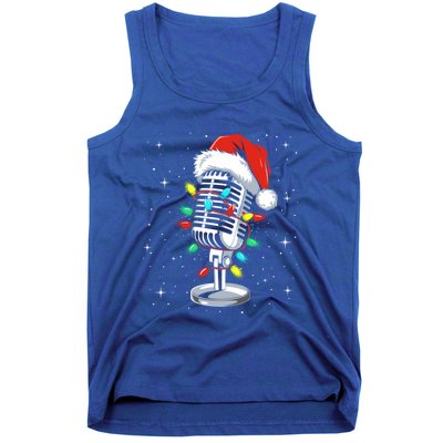 Funny Singer Xmas Lights Santa Hat Singing Christmas Gift Tank Top