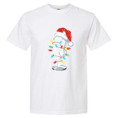 Funny Singer Xmas Lights Santa Hat Singing Christmas Gift Garment-Dyed Heavyweight T-Shirt