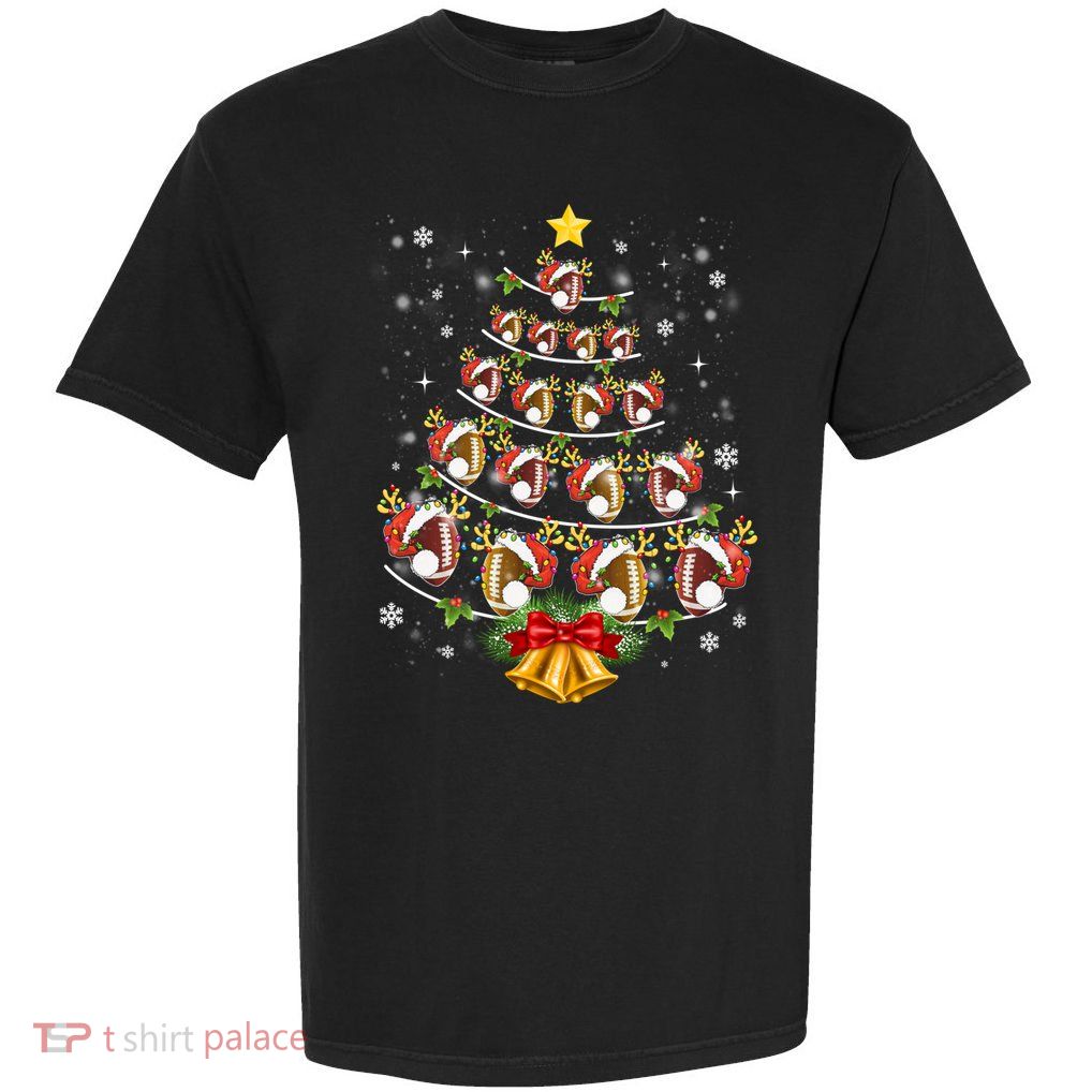 Football Sports Xmas American Football Christmas Tree Gift Garment-Dyed Heavyweight T-Shirt