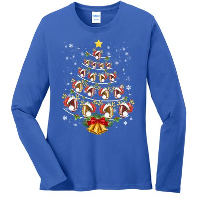 Football Sports Xmas American Football Christmas Tree Gift Ladies Long Sleeve Shirt