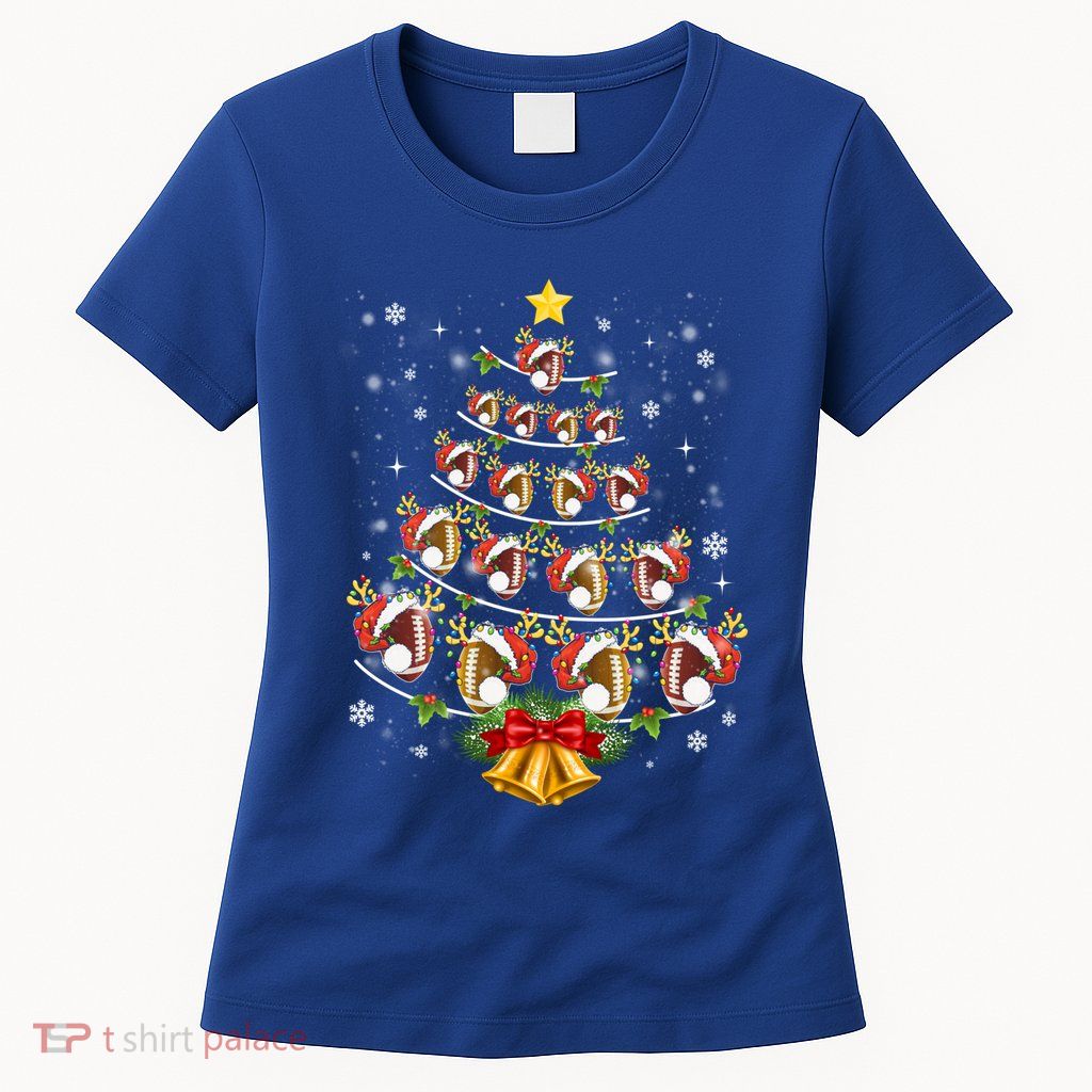Football Sports Xmas American Football Christmas Tree Gift Womens T-Shirt