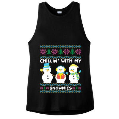 Funny Snow Xmas Design Chillin With My Snowmies Meaningful Gift Ladies PosiCharge Tri-Blend Wicking Tank
