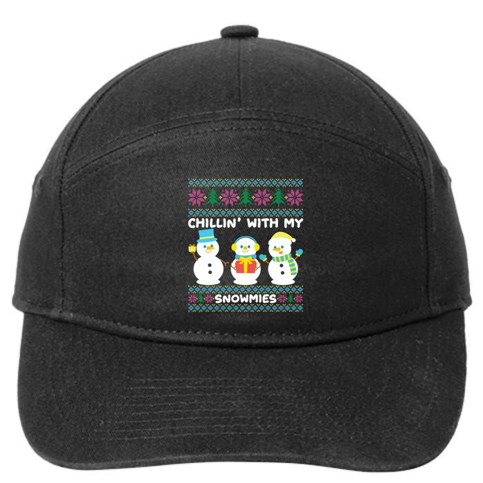Funny Snow Xmas Design Chillin With My Snowmies Meaningful Gift 7-Panel Snapback Hat