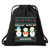 Funny Snow Xmas Design Chillin With My Snowmies Meaningful Gift Drawstring Bag