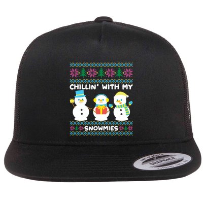 Funny Snow Xmas Design Chillin With My Snowmies Meaningful Gift Flatbill Hat