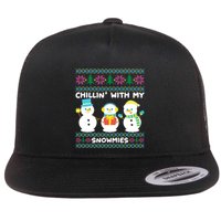 Funny Snow Xmas Design Chillin With My Snowmies Meaningful Gift Flat Bill Trucker Hat