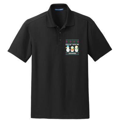 Funny Snow Xmas Design Chillin With My Snowmies Meaningful Gift Dry Zone Grid Polo