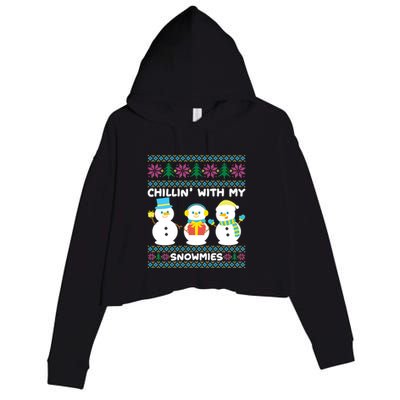 Funny Snow Xmas Design Chillin With My Snowmies Meaningful Gift Crop Fleece Hoodie
