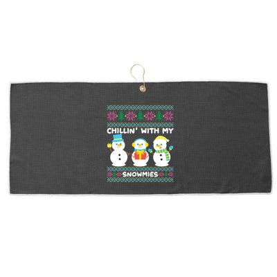 Funny Snow Xmas Design Chillin With My Snowmies Meaningful Gift Large Microfiber Waffle Golf Towel