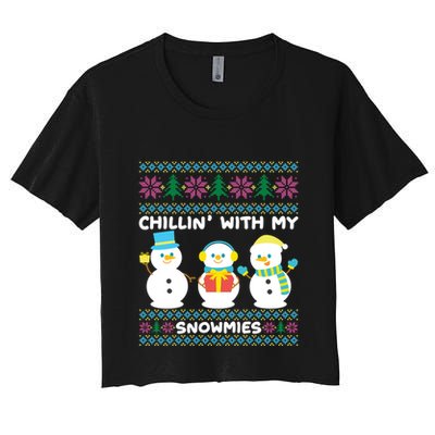 Funny Snow Xmas Design Chillin With My Snowmies Meaningful Gift Crop Top