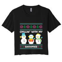 Funny Snow Xmas Design Chillin With My Snowmies Meaningful Gift Crop Top