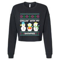 Funny Snow Xmas Design Chillin With My Snowmies Meaningful Gift Cropped Pullover Crew