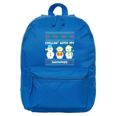 Funny Snow Xmas Design Chillin With My Snowmies Meaningful Gift 16 in Basic Backpack