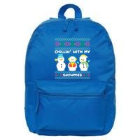 Funny Snow Xmas Design Chillin With My Snowmies Meaningful Gift 16 in Basic Backpack