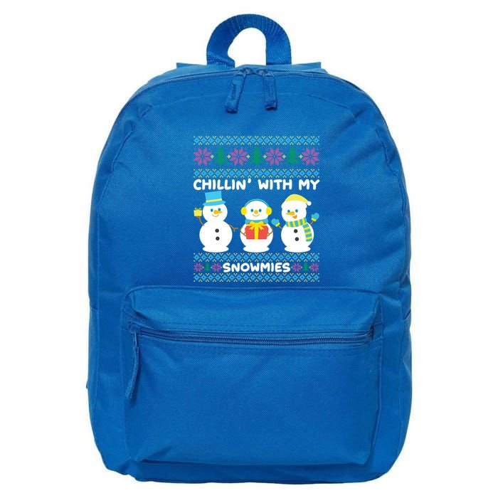 Funny Snow Xmas Design Chillin With My Snowmies Meaningful Gift 16 in Basic Backpack