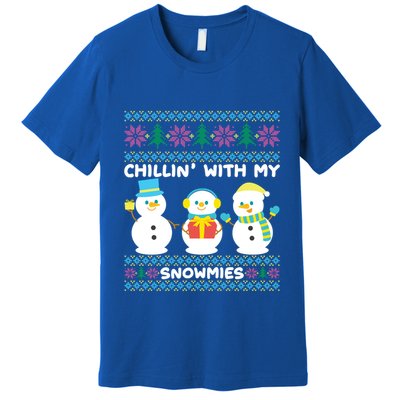 Funny Snow Xmas Design Chillin With My Snowmies Meaningful Gift Premium T-Shirt