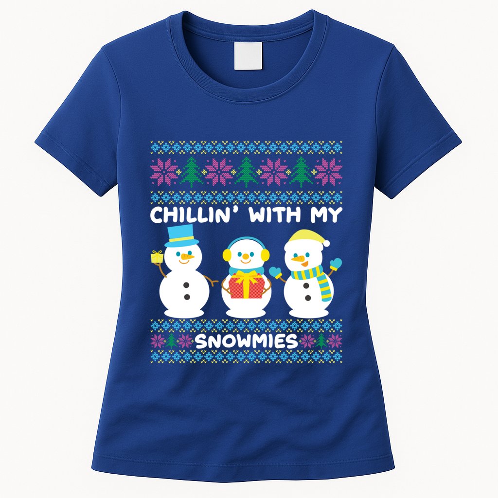 Funny Snow Xmas Design Chillin With My Snowmies Meaningful Gift Womens T-Shirt