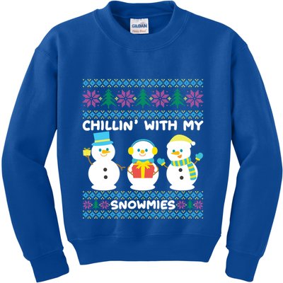 Funny Snow Xmas Design Chillin With My Snowmies Meaningful Gift Kids Sweatshirt