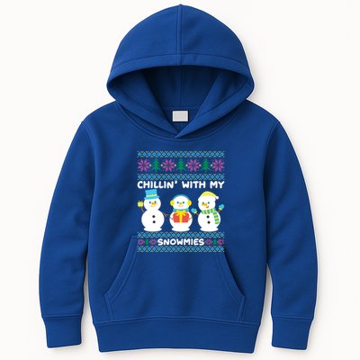 Funny Snow Xmas Design Chillin With My Snowmies Meaningful Gift Kids Hoodie