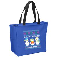 Funny Snow Xmas Design Chillin With My Snowmies Meaningful Gift Zip Tote Bag