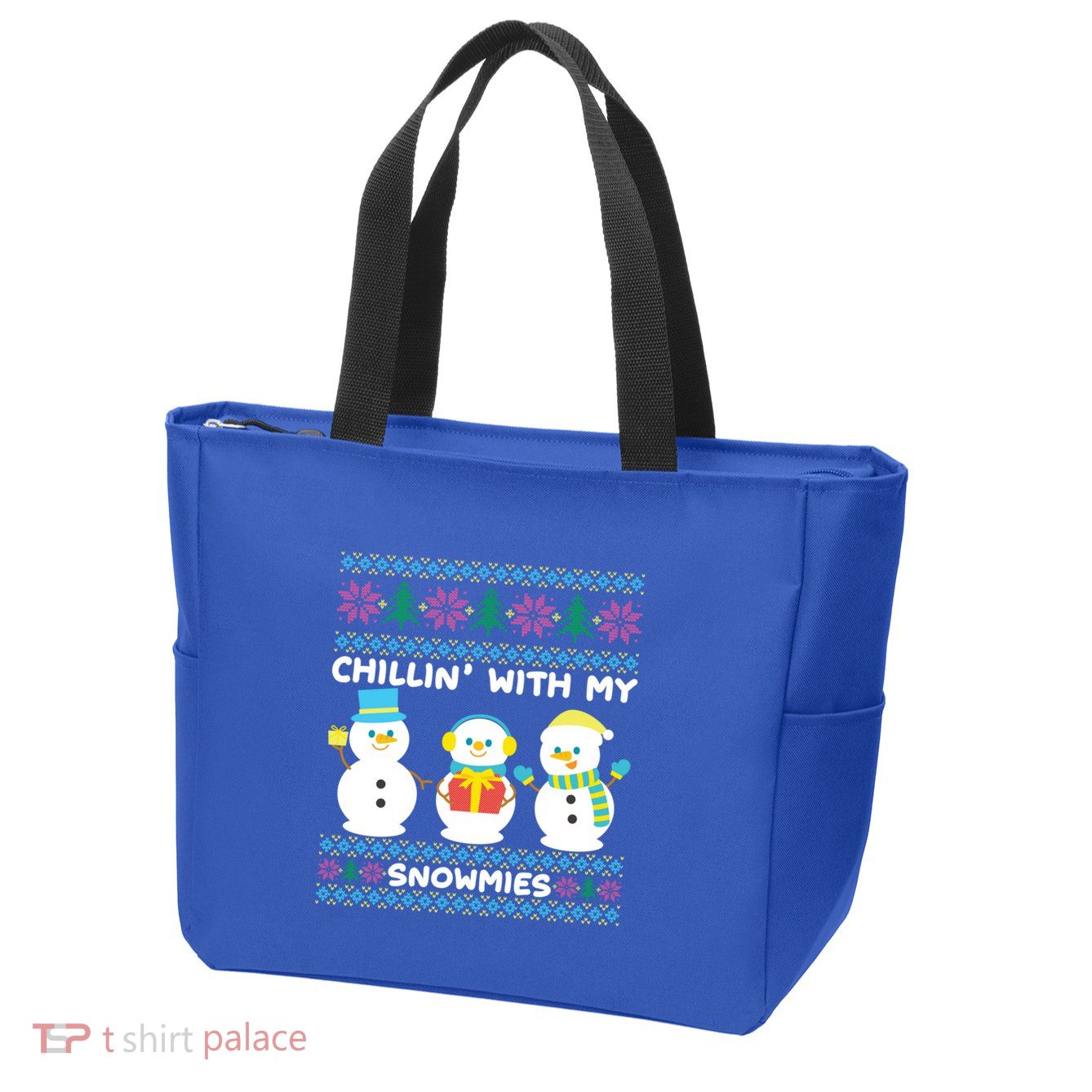 Funny Snow Xmas Design Chillin With My Snowmies Meaningful Gift Zip Tote Bag