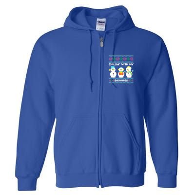 Funny Snow Xmas Design Chillin With My Snowmies Meaningful Gift Full Zip Hoodie