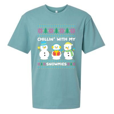 Funny Snow Xmas Design Chillin With My Snowmies Meaningful Gift Sueded Cloud Jersey T-Shirt