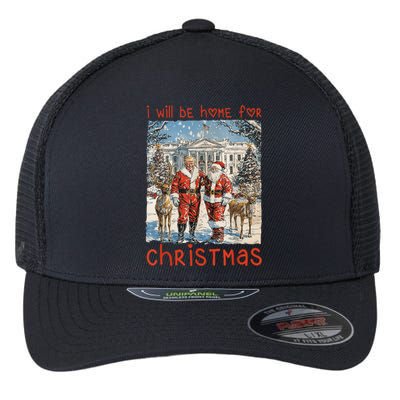 Funny Santa Xmas Pajamas Vintage Ill Be Home For Christmas 2024 Gift Flexfit Unipanel Trucker Cap