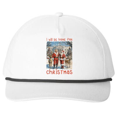 Funny Santa Xmas Pajamas Vintage Ill Be Home For Christmas 2024 Gift Snapback Five-Panel Rope Hat