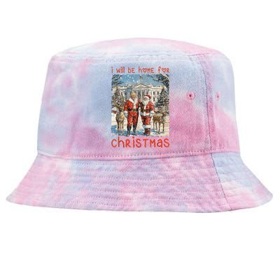 Funny Santa Xmas Pajamas Vintage Ill Be Home For Christmas 2024 Gift Tie-Dyed Bucket Hat