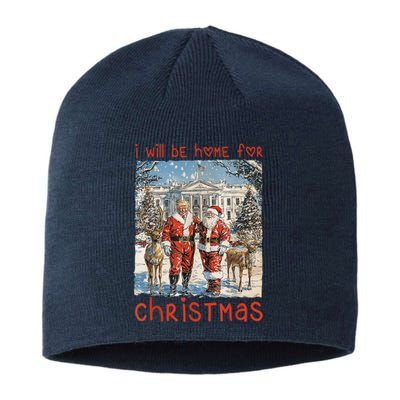 Funny Santa Xmas Pajamas Vintage Ill Be Home For Christmas 2024 Gift Sustainable Beanie