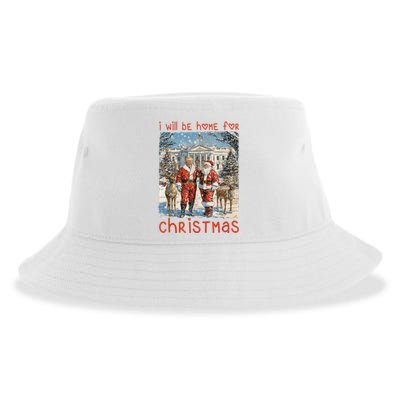 Funny Santa Xmas Pajamas Vintage Ill Be Home For Christmas 2024 Gift Sustainable Bucket Hat