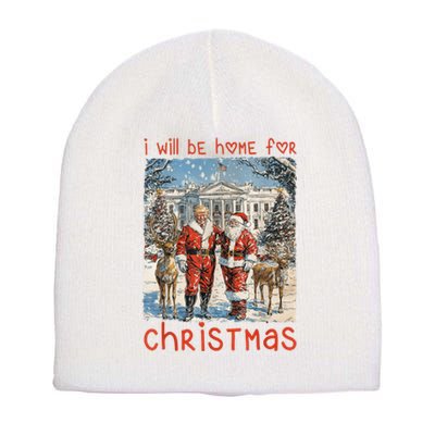 Funny Santa Xmas Pajamas Vintage Ill Be Home For Christmas 2024 Gift Short Acrylic Beanie