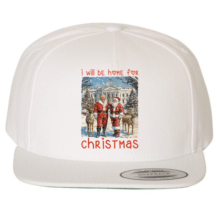 Funny Santa Xmas Pajamas Vintage Ill Be Home For Christmas 2024 Gift Wool Snapback Cap