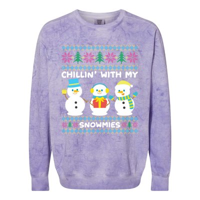 Funny Snow Xmas Design Chillin With My Snowmies Gift Colorblast Crewneck Sweatshirt