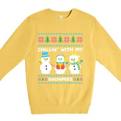 Funny Snow Xmas Design Chillin With My Snowmies Gift Premium Crewneck Sweatshirt